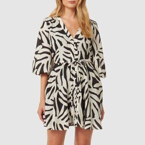 EVER NEW Alicia Printed Tie-Fastening Mini Dress sz 10